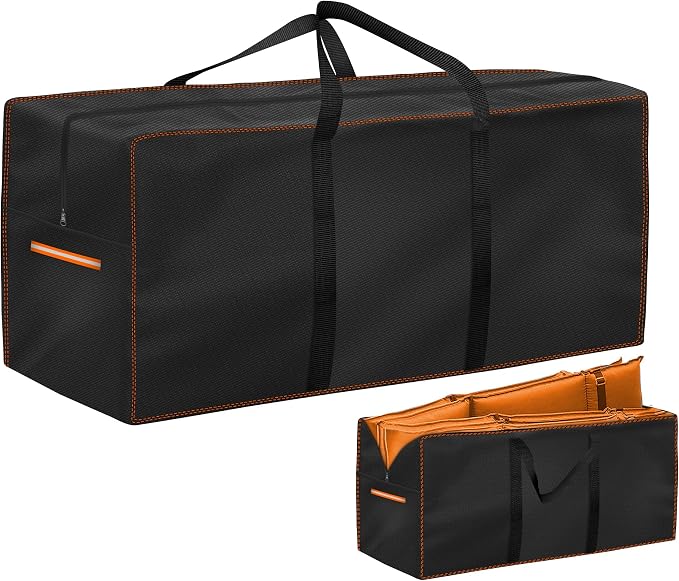 Enzeno Outdoor Cushion Storage Bag,Patio Furniture Cushion Storage Bag with Reflective Strips,420D Garden Cushion Organizer Covers with Zipper and Handles,49"Lx15.5"Wx19.5"H