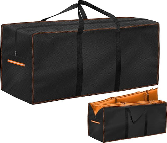 Enzeno Outdoor Cushion Storage Bag,Large Patio Furniture Cushion Storage Bag with Zipper and Reflective Handle,420D Garden Cushion Organizer Covers Dustproof,69"Lx29.5"Wx21.5"H