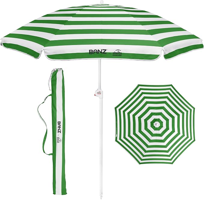 BANZ Cabana Beach Umbrella UPF 50 - UV Protection Foil-Lined Portable | UPF 50+ UV protection, Quick-dry fabric, Comfortable stretch fit