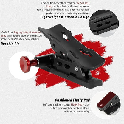 Quick Release Fire Extinguisher Mount with 10 Clamps- Universal Fit Roll Bar & Wall Mount Bracket Holder Adjustable Mounting for UTV Motorcycle Compatible with Jeep Wrangler Polaris RZR Ranger ATV