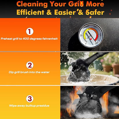 BBQ Grill Brush Bristle Free - Grill Cleaner Brush with Replaceable Heads for Cast Iron/Stainless Steel Porcelain/Gas/Charcoal Grates, Safe Grill Brush for Outdoor Grill, Grill Scraper Cleaning Brush