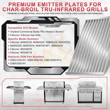 G362-2100-W1 Grill Emitter Plates for Charbroil Commercial Tru Infrared 463642316 463644220 463675016 466642316 463675016P1 Grill Part 17 1/8" Charbroil Stainless Steel Red Infrared Replacement Grates