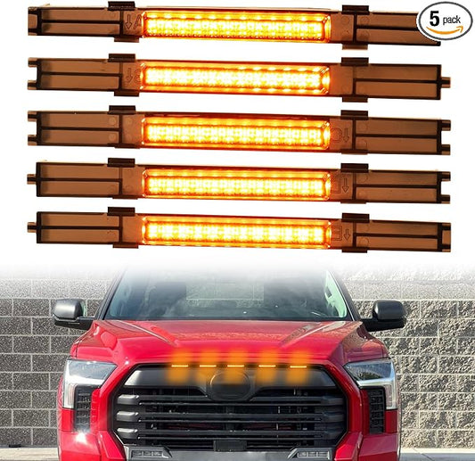 Led Grille Grill Lights for Toyota Tundra Limited SR SR5 2022-2026 Amber | Front Grille raptor light 22 23 24 25 26 tundra accessories ,15watts,4300k, 5 in 1