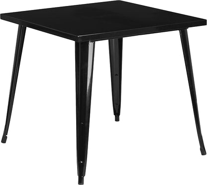 Flash Furniture 31.75 in Metal Indoor/Outdoor Square Table, Black | Commercial Grade, Indoor/Outdoor Use