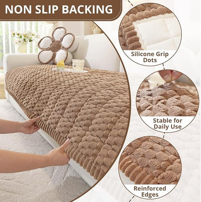 OstepDecor Couch Cover for Dogs, Washable Non Slip Sofa Cover for Pets | Soft Couch Covers for Sofa, Loveseat and Sectional, Furniture Protector Against Pet Hair & Dirt (35.4" x 82.7", Brown)