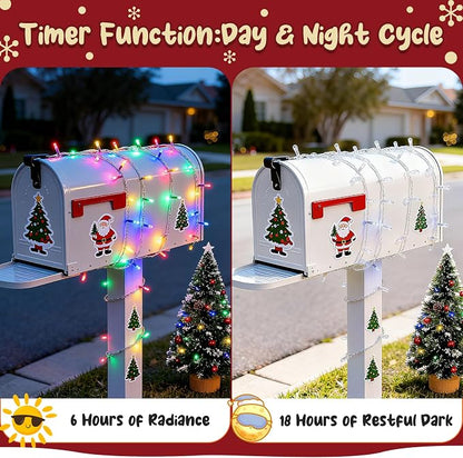 cshare Christmas String Lights Outdoor Waterproof 9.8ft 30 LED, Muliticolor Fairy Lights Battery Operated with Timer Clear Wire for Indoor & Outdoor Christmas Decorations Garland Party Garden