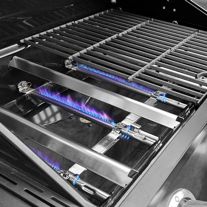 Uniflasy 463365021 Grill Grates Heat Plates Kit for Char-Broil Performance | Fits 463365522, 463352521, 463350521, 463350722 4-burner grills; 3 cast iron grates and 4 stainless heat plates