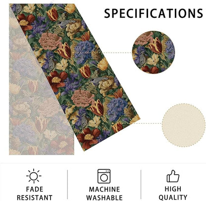 Floral Table Runner,Dining Decor for Kitchen Coffee Table Family Dinners Holiday Parties Wedding Events Decor(13x72 inch)