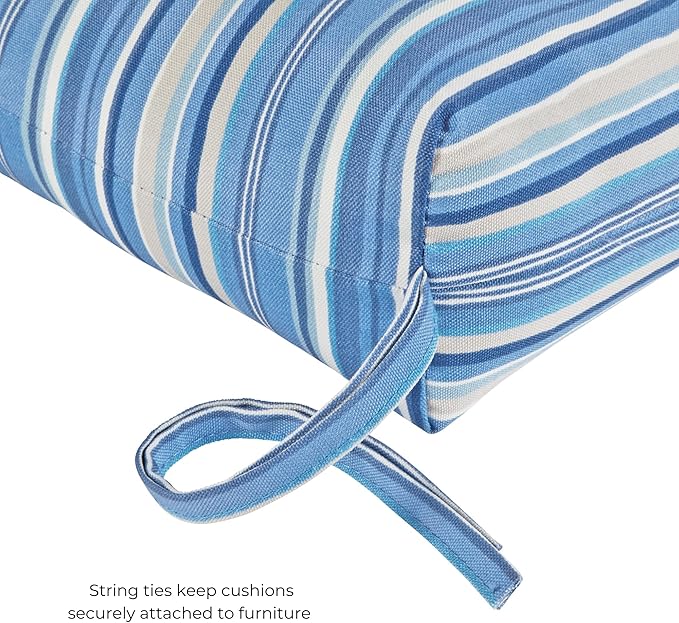 Modern Outdoor Chaise Lounge Cushion with Ties – Durable Polyester Fabric, Channel-Filled Polyfiber Insert, Removable Zippered Cover, Sapphire Stripe