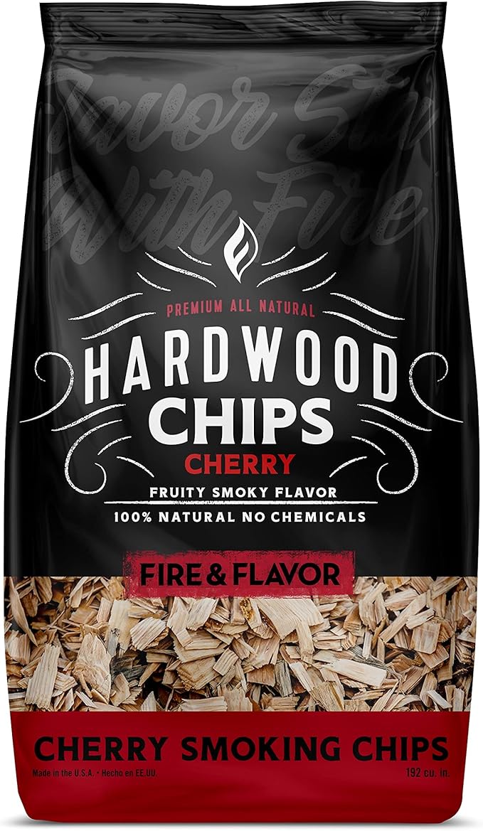 Fire & Flavor Premium 100% All Natural Hardwood Smoking Chips, Works With All Grills, Cherry