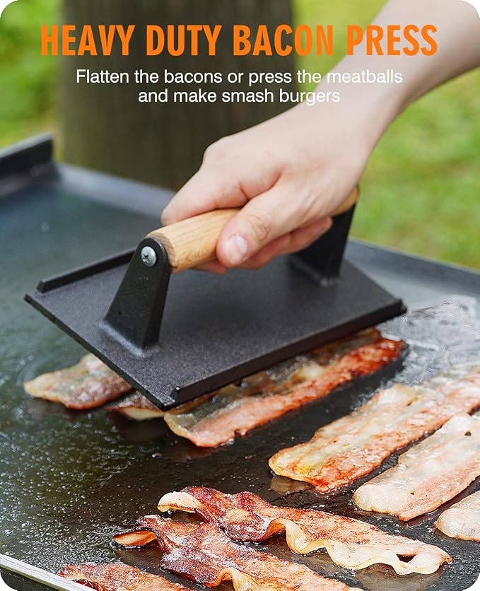 Homenote Griddle Accessories Kit for Blackstone with Dome and Burger Press | Includes a 12.5 inch 304 stainless steel dome and rectangular cast iron press for burgers, bacon, steaks, and vegetables.