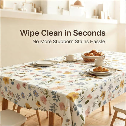 Heavy Duty Vinyl Table Cloth 55 * 78 Rectangular, Oil Proof Thick PVC Table Cover, Wipeable, Waterproof & Heat Resistant - Spring Tablecloth