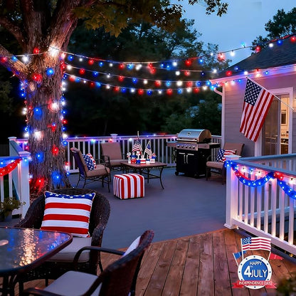 JMEXSUSS 1000 LED 328ft Red White and Blue Lights Plug in, Patriotic Lights Outdoor Waterproof for 4th of July Decorations Yard Patio Memorial Day
