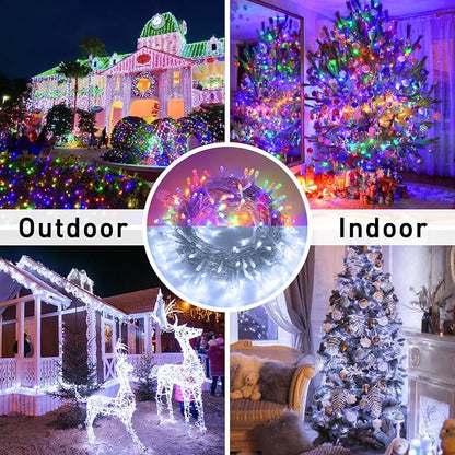 JMEXSUSS 200LED Color Changing Christmas Lights Indoor Outdoor Clear Wire | 66 Ft White to Multicolor String Lights Plug in, Twinkle Fairy Lights for Bedroom Classroom Wedding Tree Patio Xmas Decor