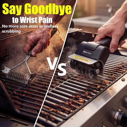 Electric BBQ Grill Brush, Cordless Grill Cleaner, Black | Anti-Lock Motor; 2000mAh Battery; Dishwasher Safe Head; Cleans Grill Grates and Hard-to-Reach Corners