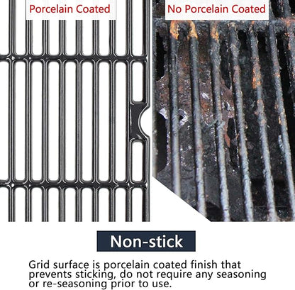 Hongso 18 3/16" x 9 1/4" Porcelain-Enameled Grill Grates 463675517 for CharBroil Signature 2 Burners, 4 Burners 463277017 463245017 Models, Cooking Grids G470-0002-W1, 2 Packs
