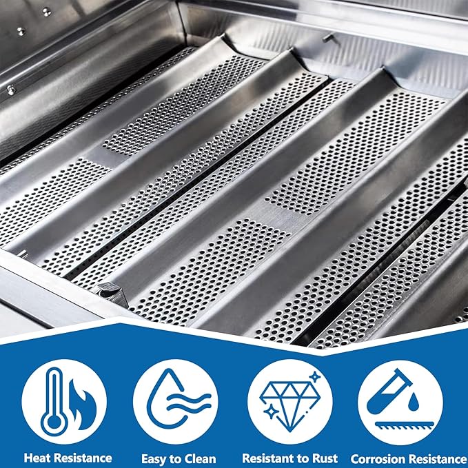 SafBbcue Heat Plates Replacement for Blaze BLZ-3PRO-LP, BLZ-3PRO-NG, BLZ-4PRO-LP, BLZ-4PRO-NG Gas Grill, Flame Tamer for Blaze 3/4 Burner Grill, Stainless Steel Heat Shield, 3 Pack