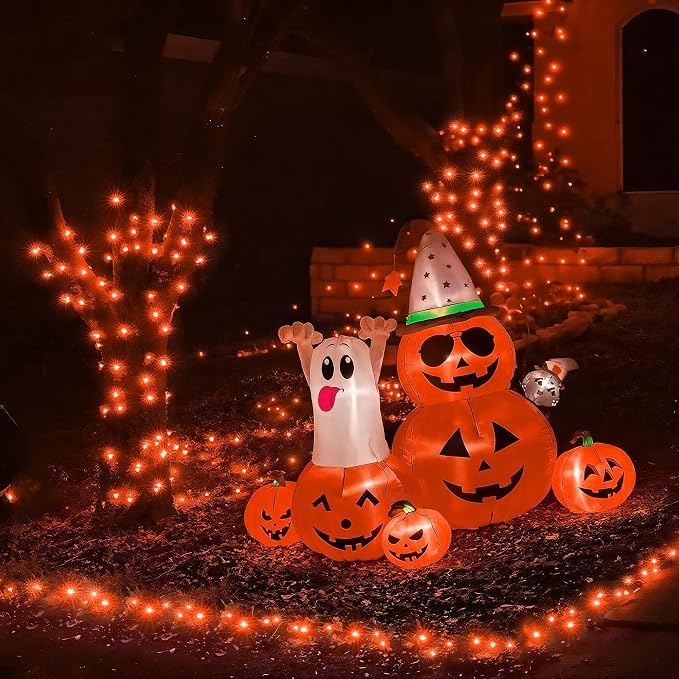 WBao Halloween Lights Orange 500LED 174ft, Super Bright LED Halloween String Lights with UL Certified, 8 Lighting Modes, Timer, Memory & Waterproof for Indoor Outdoor Holiday Party Decorations
