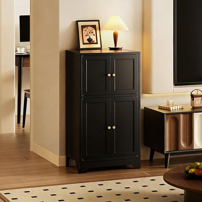 43" H Black Small Pantry Cabinet,Metal Storage Cabinets,Small Food Storage Cabinets