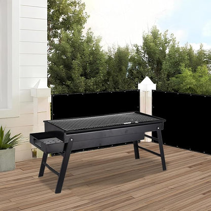 Heat Shield Behind Grill 3.2'x6' Heat Shield Mat for Wall, Heavy Duty Grill Fireproof Cover and Screen Protector Thermal Barrier Pad with Hanging Holes for Outdoor Deck Fence, Black (3.2X6FT)