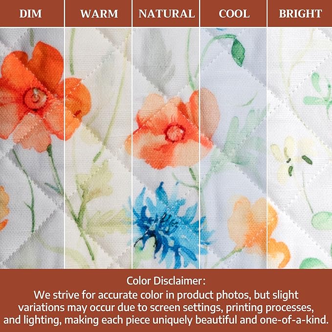 Maison d'Hermine Oven Gloves 100% Cotton Oven Mitt 7" x 13" with Loop Heat Resistant BBQ Cooking Gloves Baking Grilling Kitchen Hotel Home Farmhouse Spring Summer (Pack of 1, Summer Whisper)