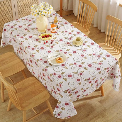 Spring Summer Vinyl Tablecloth with Flannel Backed Rectangle 60 x 84 Inch | Stain & Scratch Resistant Plastic Floral Table Cloths, Heavy Duty Table Cover for Camping, Party, Picnic, Outdoor