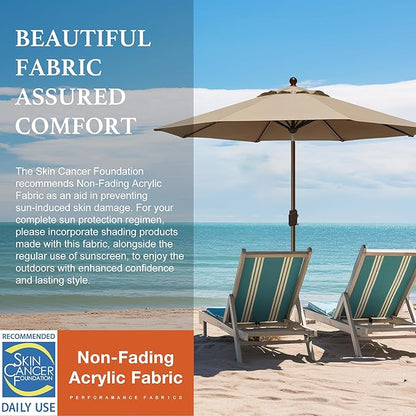 EliteShade USA 10-Year-Non-Fading 9Ft Market Patio Umbrella, UPF 50+ UV Protection Performance Sun Umbrella, Heavy Duty Commercial Grade Outdoor Table Umbrella with Crank & Tilt, Windproof Vented Top for Garden, Pool, Deck and Outdoor Playsets,Heather ...