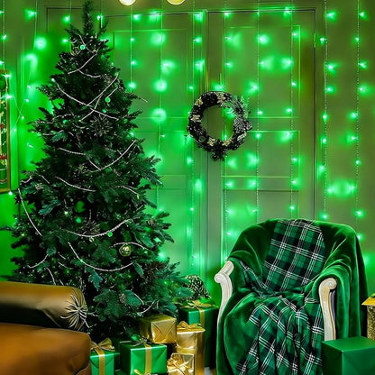YEGUO 165ft 500 LED Halloween String Lights Outdoor Waterproof, Green String Lights Indoor Plug in, 8 Modes Clear Wire Twinkle Lights for Christmas Tree