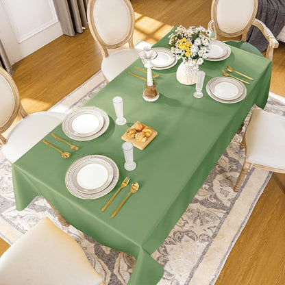 Softalker Rectangle Tablecloth, Waterproof Table Cloths Wrinkle Free Fabric Washable Polyester Table Cover for Dining Tables Party Outdoor Camping Parties Buffet - 52 x 70 inch, Sage Green