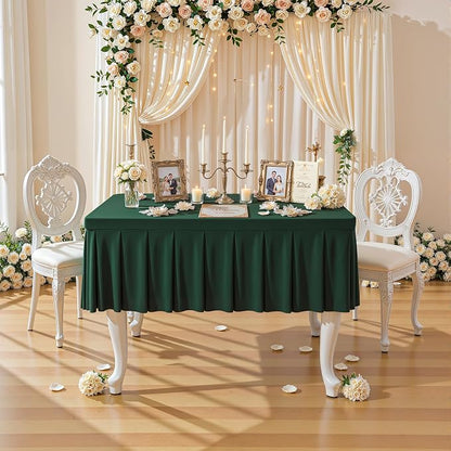 PARTISKY Hunter Green Spandex Square Tablecloths 34x34 Inch, Wrinkle Free Fitted Card Table Cloth Stretch Square Table Cover for Kitchen Dinner, Holiday Party, Wedding Banquet, Display Trade Show