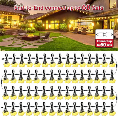 LAMPHOME 26Ft ST38 Outdoor Yellow String Lights, Connectable Waterproof Patio Lights,12+1 Shatterproof LED Hanging Fairy Lights for Outside Backyard Garden Deck Porch Christmas Cafe Party Decor