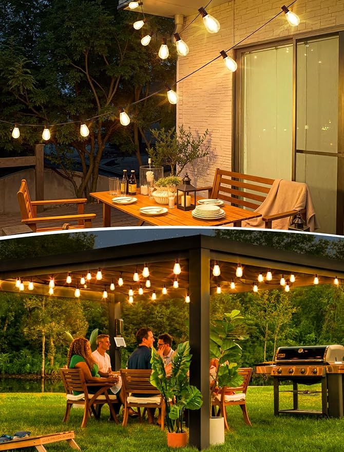 Larkvue 25FT LED Outdoor String Lights, 10+1 Edison S11 Dimmable Bulb Waterproof Patio Lights, Connectable Outside Hanging Strand for Backyard Garden