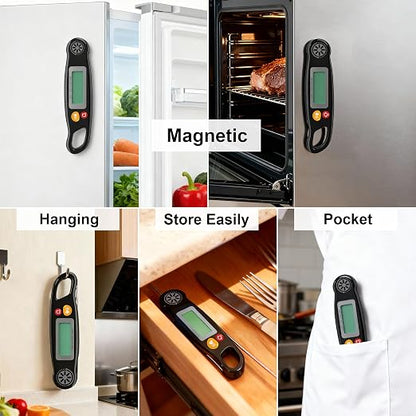 Meat Thermometer Digital - Instant Read Food Thermometer with Backlight for Cooking Grilling Baking Kitchen Candy BBQ Oil Liquid, Backlit Display, Battery Included