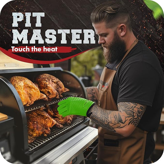 Kitchen perfection Silicone Smoker Oven Gloves -Extreme Heat Resistant BBQ Gloves -Handle Hot Food Right on Your Smoker Grill Fryer & Pit | Waterproof Oven Mitts |Superior Value Set+3 Bonuses