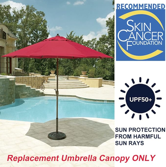 9ft Patio Umbrella Replacement Canopy Market Umbrella Top Outdoor Umbrella Canopy with 8 Ribs,Vented Canopy, Fade Resistant, UPF 50+ Excellent Sun Protection