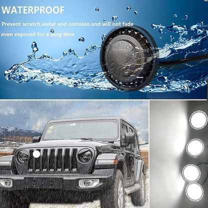 4Pcs LED Grille Light Kits Waterproof White LED Front Grille Lamp for 2018-2021 Wrangler JL JLU Original Grille with W/Fuse Adapter