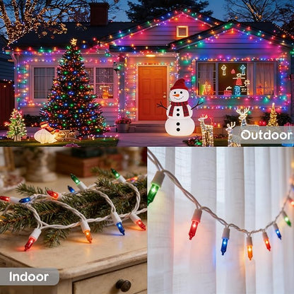 TW SHINE Christmas String Lights, 3 Pack 60 FT 300 Count Incandescent White Wire Christmas Mini Lights, Waterproof Xmas String Lights for Outdoor Indoor Home Party Yard Decorations, Multi-Colored