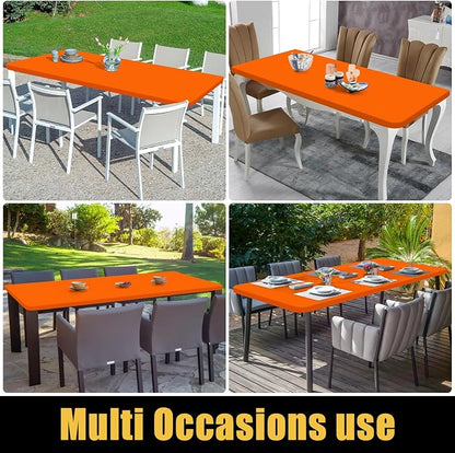 Smiry Rectangle Picnic Table Cloth, Waterproof Elastic Fitted Tablecloths for 4 Foot Tables, Washable Polyester Table Cover for Camping, Indoor and Outdoor (Orange, 30"x48")