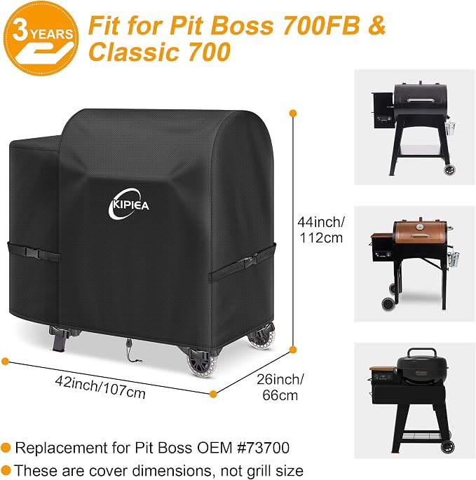 600D Heavy Duty Pellet Grill Cover for Pit Boss 700FB, Classic 700, and Pro 600 Series, Waterproof Wood Pellet Smoker Cover with Windproof Buckles, UV Resistant, No Tear, No Fading