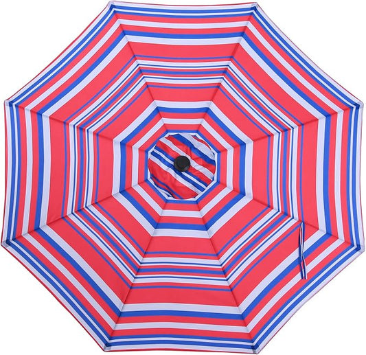 MASTERCANOPY Patio Umbrella 9 ft Replacement Canopy for 8 Ribs-Red and Navy Stripes Canopy Only