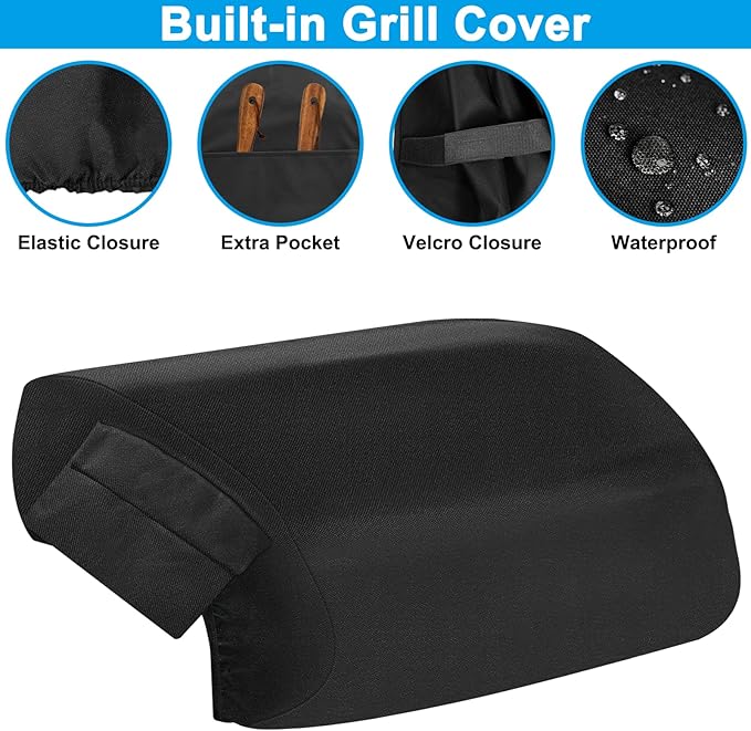 Built-in Grill Cover for Blaze 40" 5-Burner Gas Grills, Grill Top Cover for Other 40" Built-in Gas Grills, Heavy Duty 600D Waterproof Cover with Handle for Outdoor Kitchen