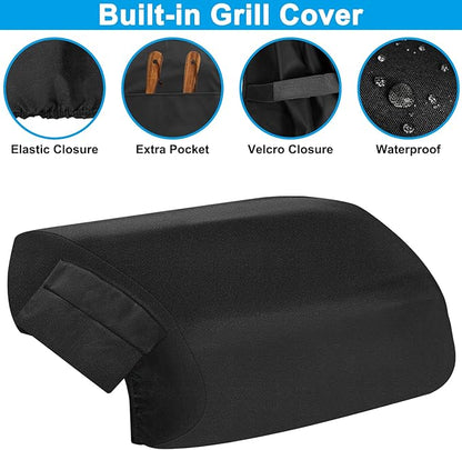 Built-in Grill Cover for Blaze 40" 5-Burner Gas Grills, Grill Top Cover for Other 40" Built-in Gas Grills, Heavy Duty 600D Waterproof Cover with Handle for Outdoor Kitchen