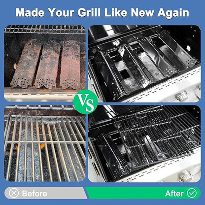 Replacement Parts for Nexgrill 720-0888S, Grease Tray Drip Pan & Flame Tamers & Grill Grates & Burners Igniters Replacement for Nexgrill 5 Burner 720-0888S Gas Grill