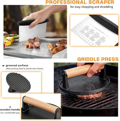 Griddle Accessories Kit, HaSteeL 20Pcs Flat Top Grill Accessories for Camping, Professional ABS Griddle Spatula Grill Tools Set with Melting Dome for Teppanyaki BBQ Outdoor, Perfect Grilling Gifts