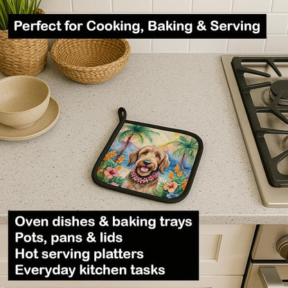Caroline's Treasures Otterhound Luau Pair of Pot Holders Kitchen Heat Resistant Pot Holders Sets Oven Hot Pads for Cooking Baking BBQ, 7 1/2 x 7 1/2