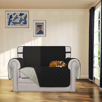 Easy-Going Reversible Couch Cover, Chair 30 in, Black/Beige | Machine Washable Slipcover For Dogs, Water Resistant Furniture Mat For Living Room, Non-Slip Sofa Cover, Pet Friendly