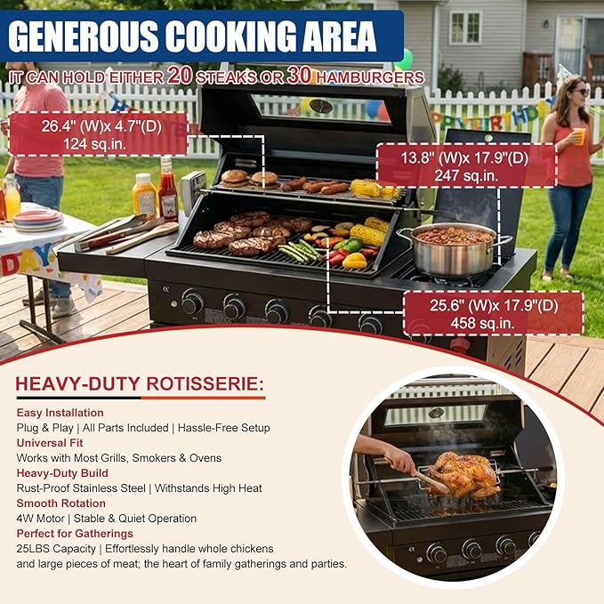 84" Modular Outdoor Kitchen Island, 75,300 BTU 6-Burner 304 Stainless Steel Gas Grill, Prefab BBQ Island Station with Side Burner, Rotisserie Kit, 70L Fridge & Sink, Propane to Natural Gas Ready
