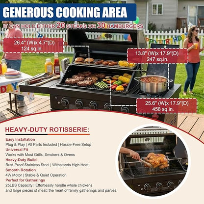 84" Modular Outdoor Kitchen Island, 75,300 BTU 6-Burner 304 Stainless Steel Gas Grill, Prefab BBQ Island Station with Side Burner, Rotisserie Kit, 70L Fridge & Sink, Propane to Natural Gas Ready