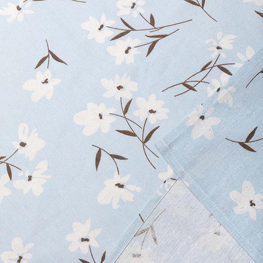 Pastoral Rectangle Tablecloth - 52 x 70 Inch - Linen Fabric Table Cloth - Washable Table Cover with Dust-Proof Wrinkle Resistant for Restaurant, Picnic, Indoor and Outdoor Dining, Floral (Light Blue)