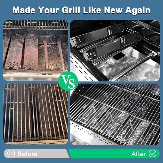 Grill Replacement Parts for Nexgrill 720-0830H, Nexgrill 720-0783E 720-0783EH, Grill Heat Plates, Burner Tubes and Igniter, Grill Grates for Home Depot Nexgrill 4 Burner 720-0830H